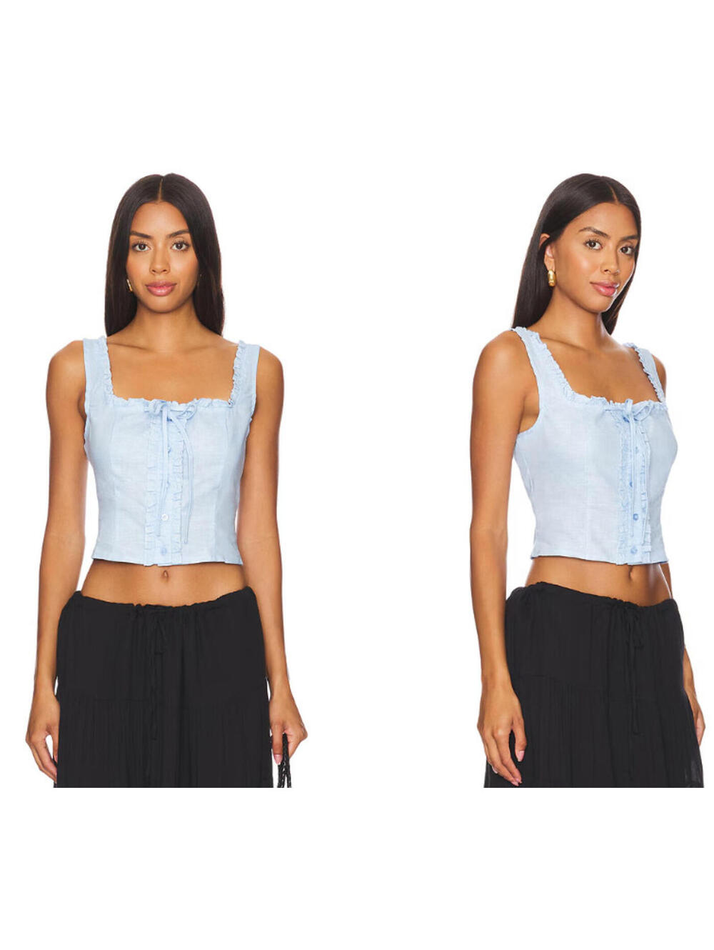 SNDYS Cottage Top cropped button up blue size XS NWT $59msrp